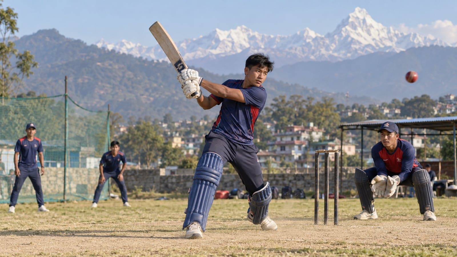 क्रिकेट अभ्यासको चित्रण